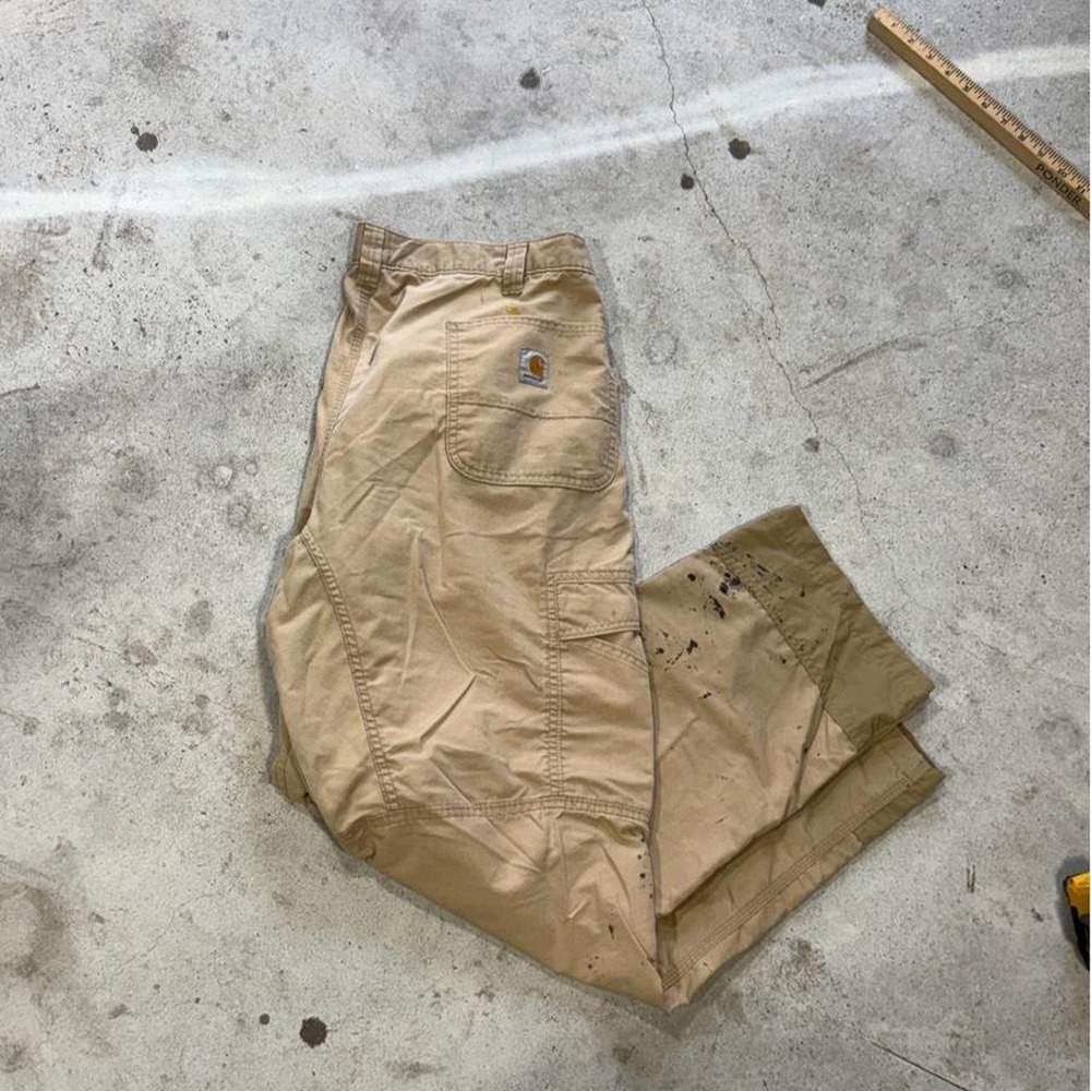 Carhartt Relaxed Fit Cargo Work Pants Men's 42x32 Tan Ripstop Paint Utility
